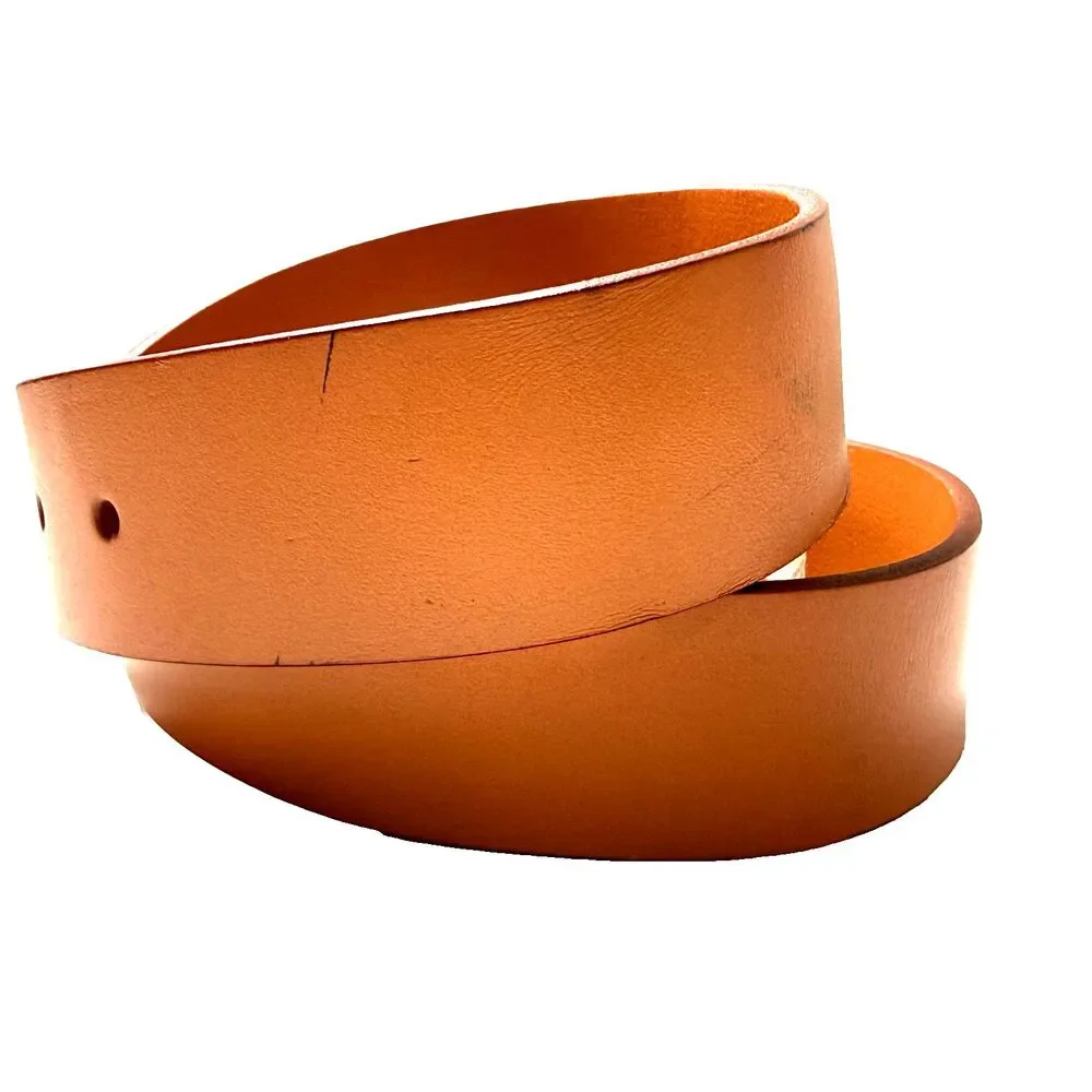Vtg American Eagle Outfitters AEO Tan Beige Leather Belt Size 28 Small Brass